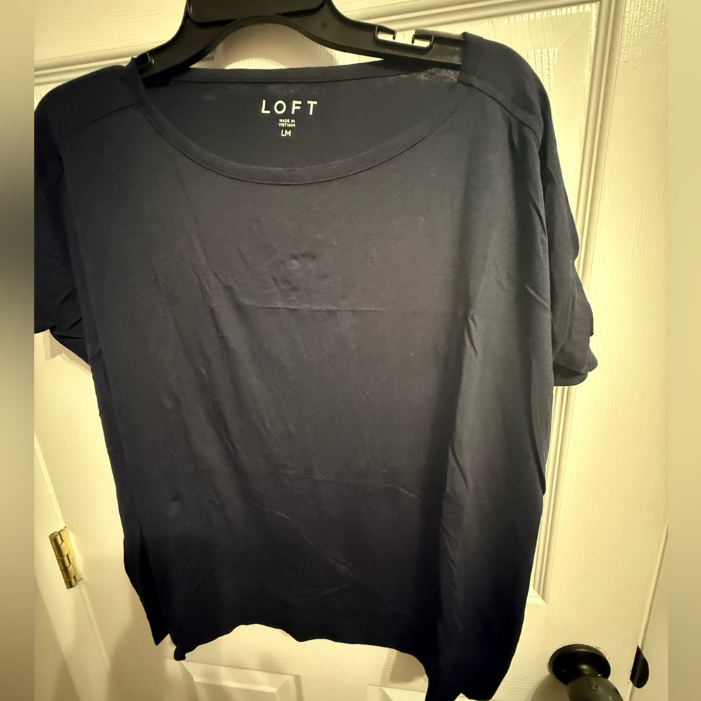 LOFT Navy Blue Relaxed Short Sleeve Tee-Maternity